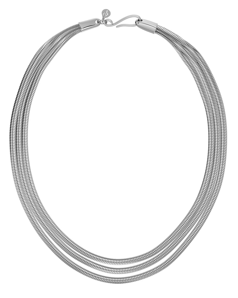 Herringbone Triple Necklace Steel