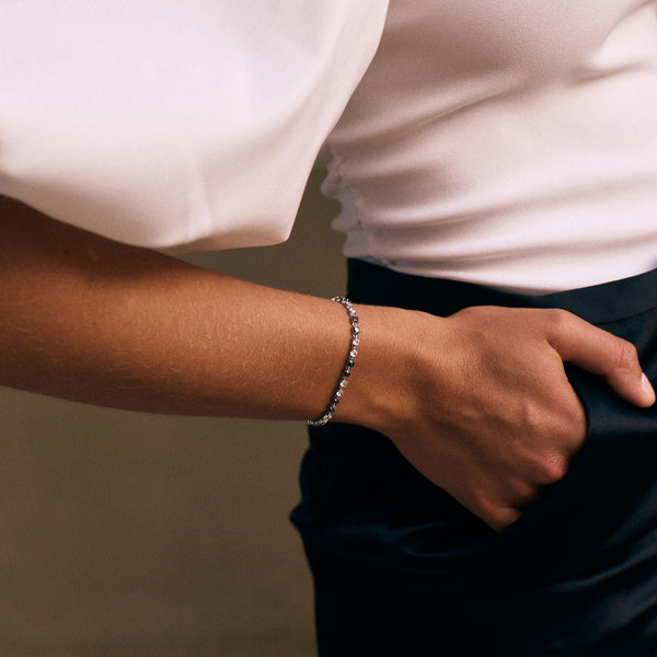 Glow Bracelet Black White Steel