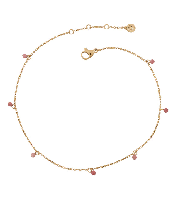 Summer Beads Chain Anklet Pink Gold