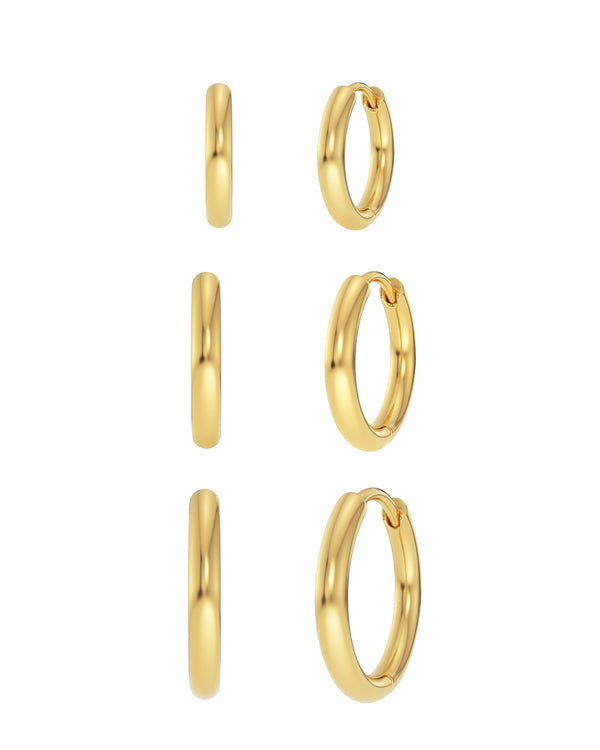 Triple Pair Hoops Gold