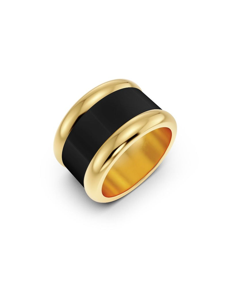 Frame Enamel Ring Black Gold