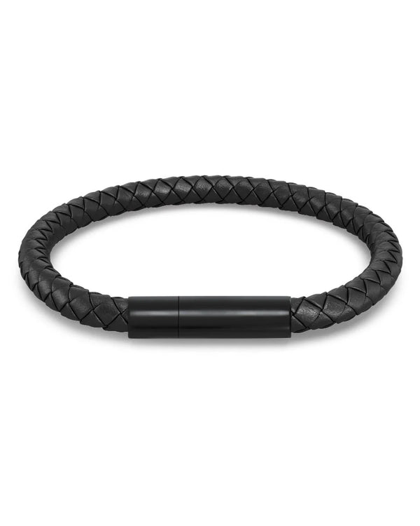 Franky Leather Bracelet Black with Black Clasp