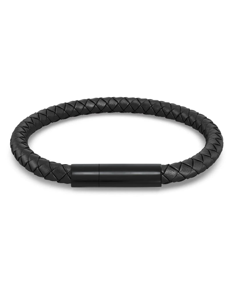 Franky Leather Bracelet Black with Black Clasp