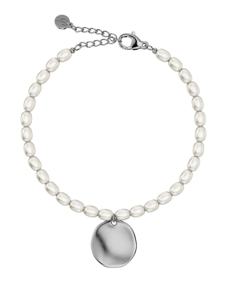 Pearl Signet Bracelet Multi Steel