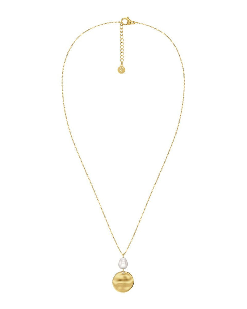 Pearl Signet Necklace Gold