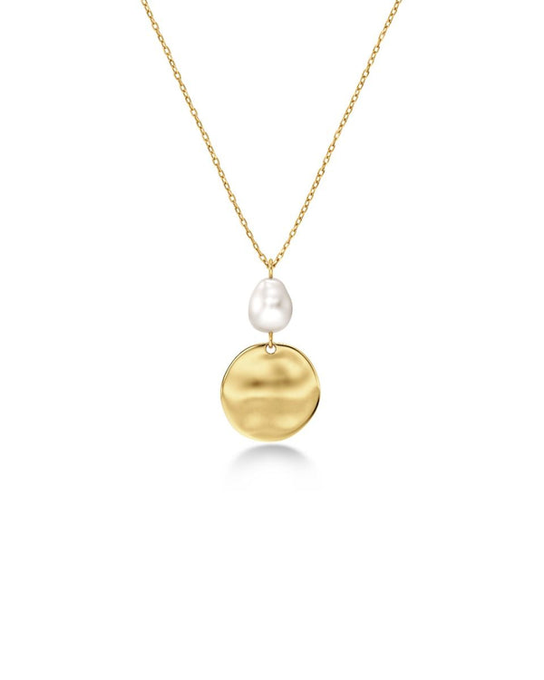 Pearl Signet Necklace Gold