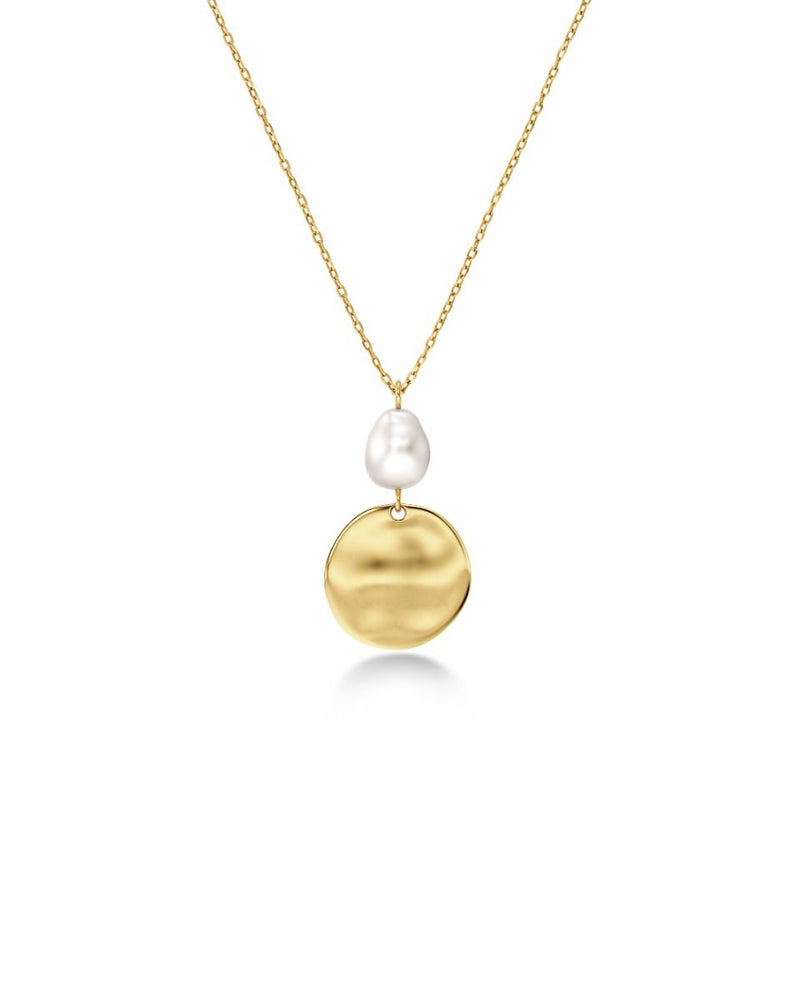 Pearl Signet Necklace Gold