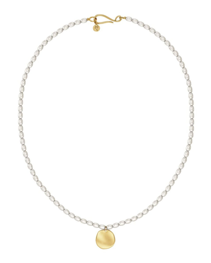 Pearl Signet Necklace Multi Gold