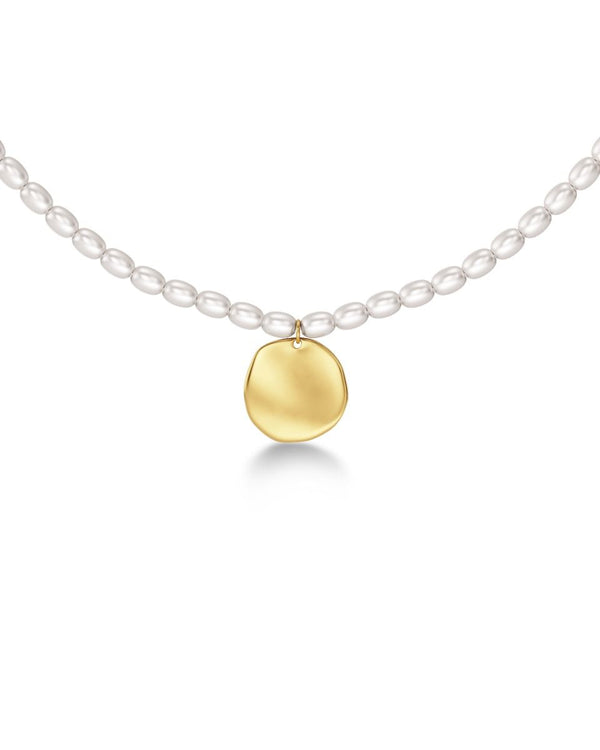 Pearl Signet Necklace Multi Gold