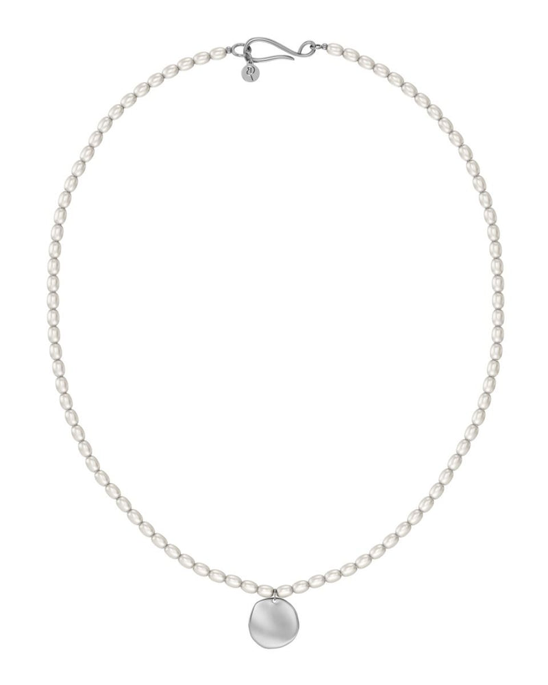 Pearl Signet Necklace Multi Steel