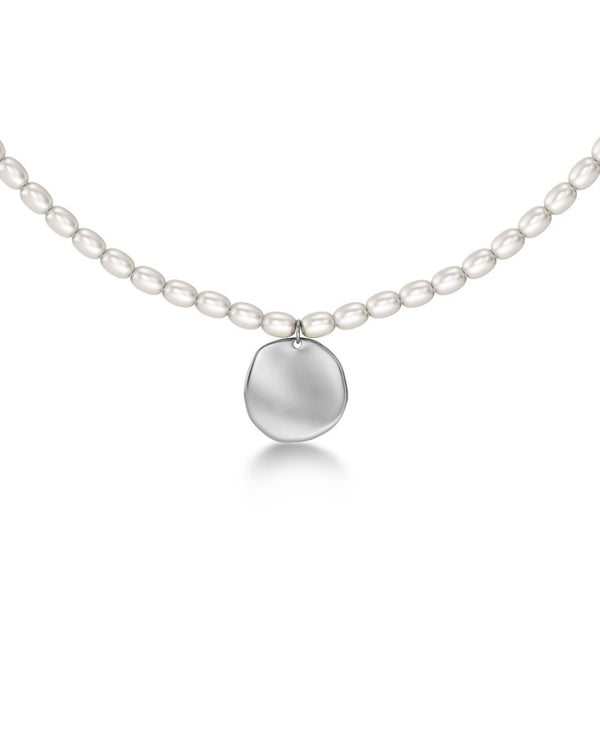 Pearl Signet Necklace Multi Steel