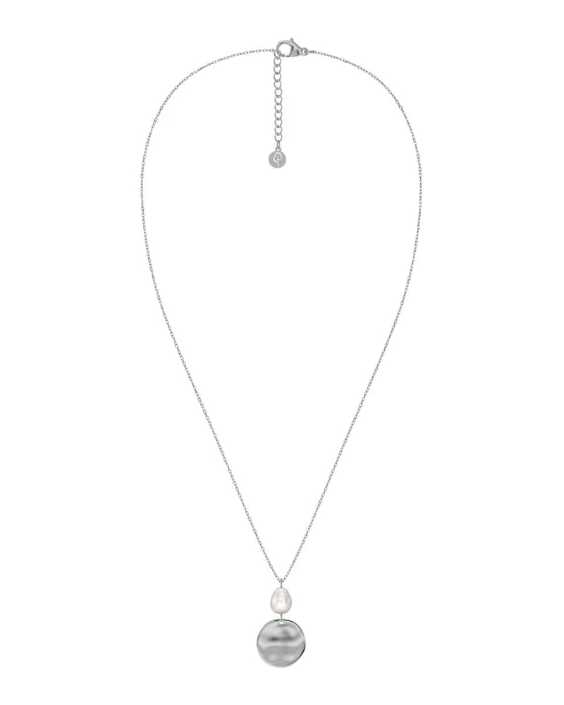 Pearl Signet Necklace Steel