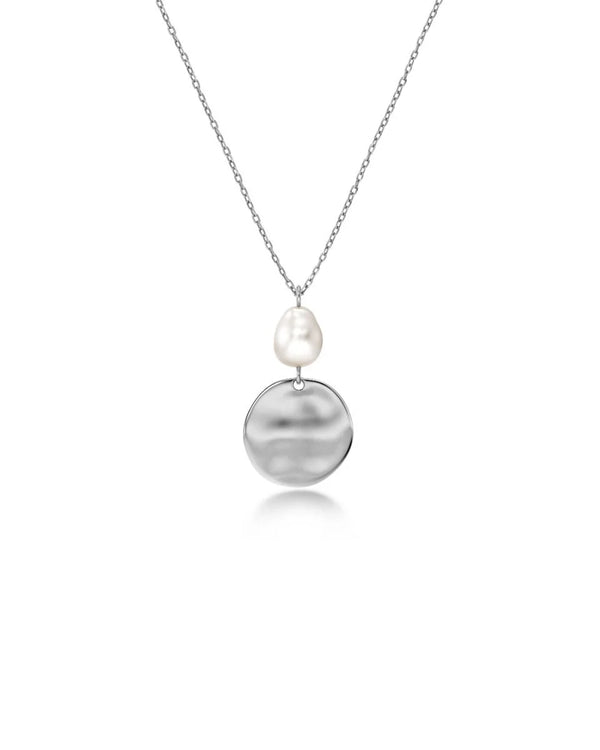 Pearl Signet Necklace Steel