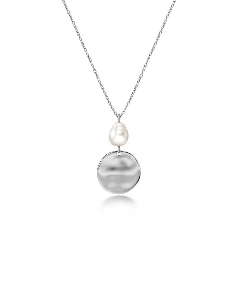 Pearl Signet Necklace Steel