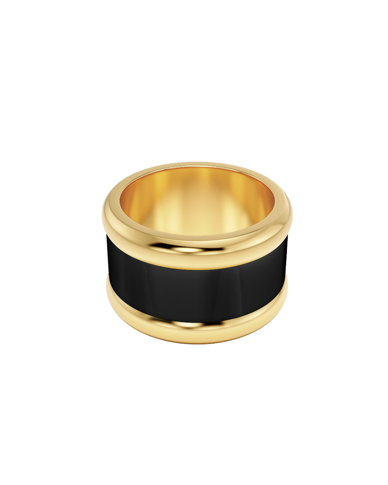 Frame Enamel Ring Black Gold