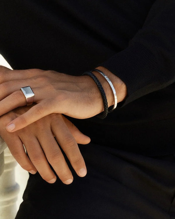 Franky Leather Bracelet Black with Black Clasp